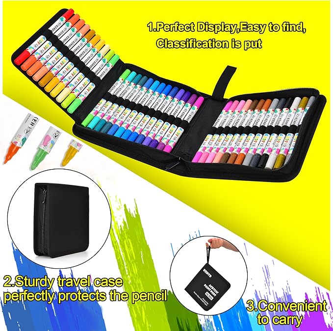 36 Colors Acrylic Paint Pens, Dual Tip Acrylic Paint Markers for Paper, Wood, Canvas, Stone, Rock Painting, Glass, Fabric, DIY, Ceramic, Art Supplies for Adults Drawing (Dot + Fine)