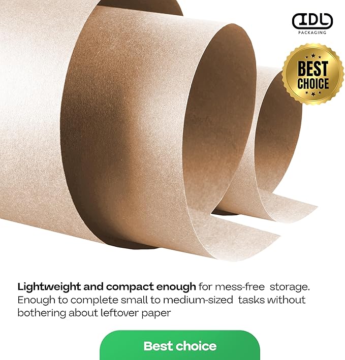 Brown Paper Roll 24" x 1200" (100 feet) with Cutter - USA-Made Wrapping Kraft Paper for Packing, Moving, Shipping & Crafts/Arts - 100% Recyclable Natural Craft Material by IDL Packaging