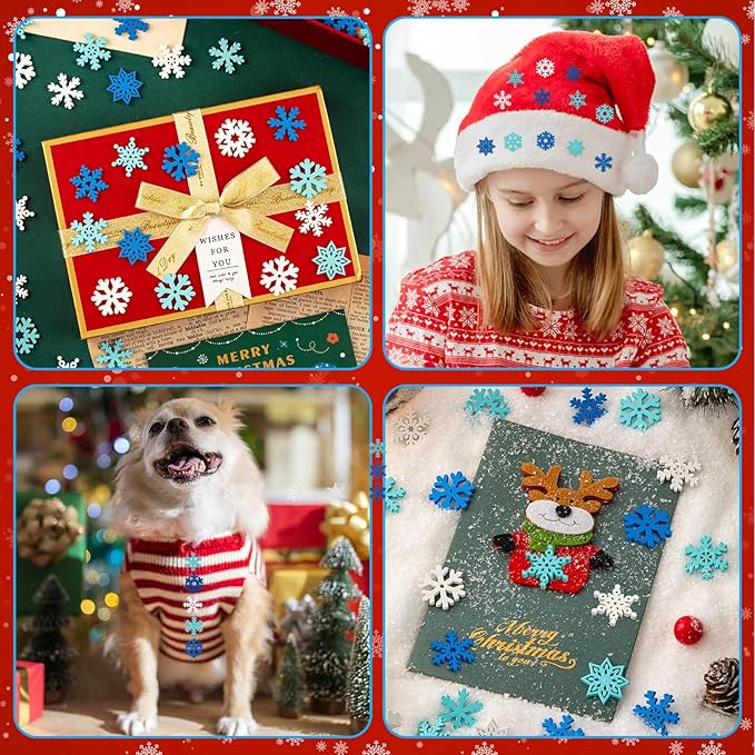 Christmas Snowflake Buttons for Crafts - 200 Pcs Assorted Wooden Snowflake Buttons Embellishments DIY Snowflake Shaped Christmas Tree Ornaments for Winter Party Craft Sewing Home Decor (Blue, White)