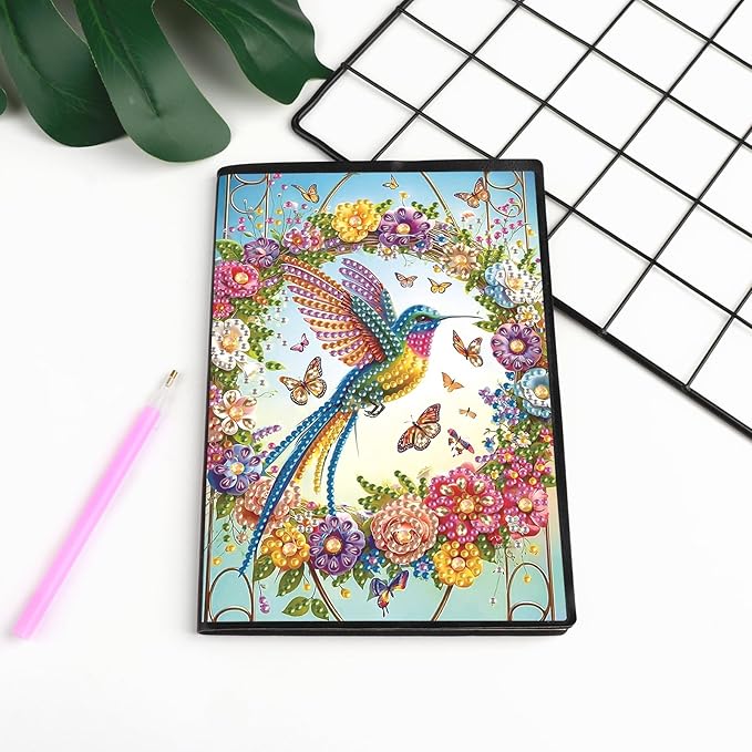 DIY Diamond Painting Notebook Kit, Theme of Birds, Special Shaped Diamond Art Notebook Journal Sketchbook for Writing & Drawing