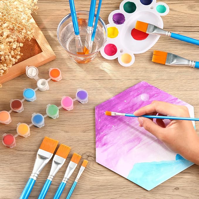 Crtiin 60 Pcs Operation Christmas Bulk Items Paint Brush for Acrylic Painting Paintbrushes Bulk Artist Brush for Detail Watercolor Oil Art(Blue,Multiple Sizes)