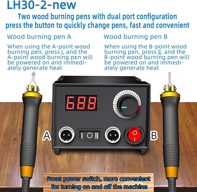 LH30 Wood Burning Kit, Digitally Adjustable Temperature Wood burner Pen Kit, Wood Burning Tool, Professional Wood Burner Tool Kit for Adults and Beginners Craft (LH30-2 NEW)