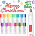 Shuttle Art Double Line Outline Permanent Markers, 40 Colors Squiggles Shimmer Markers Set, Self Outline Metallic Marker Pens for Art, Drawing, Doodling, Card Making, Christmas Card, DIY Crafts