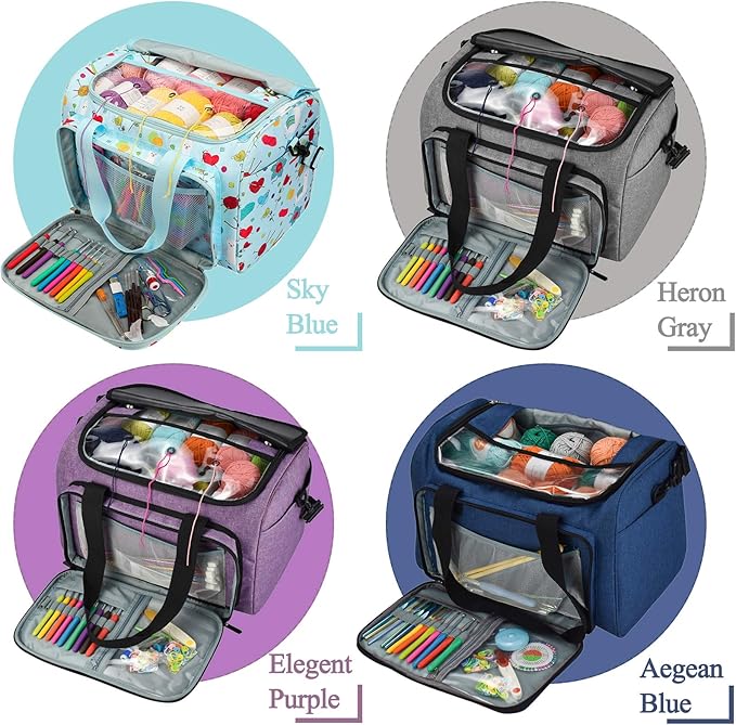 Coopay Crochet & Knitting Tote Bag - Large Organizer for Yarn, Hooks, Needles & Craft Tools