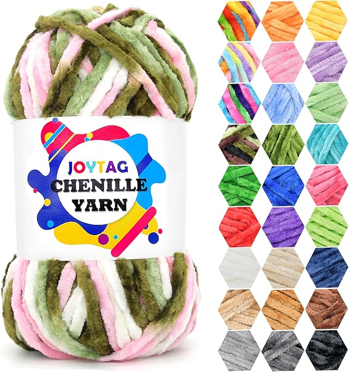 Velvet Chenille Yarn for Crocheting Velvet Fluffy Plush Blanket Yarn for Crocheting Hand Knitting 100g-Pink Camouflage