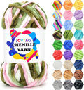 Velvet Chenille Yarn for Crocheting Velvet Fluffy Plush Blanket Yarn for Crocheting Hand Knitting 100g-Pink Camouflage