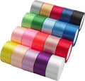 LIUYAXI 20 Colors Rainbow Ribbon Solid Color Assortment Double Face Satin Ribbon for Gift Wrapping Happy Birthday Wedding Party Decorations 1" X 5 Yard Each Total 100 Yds Per Package