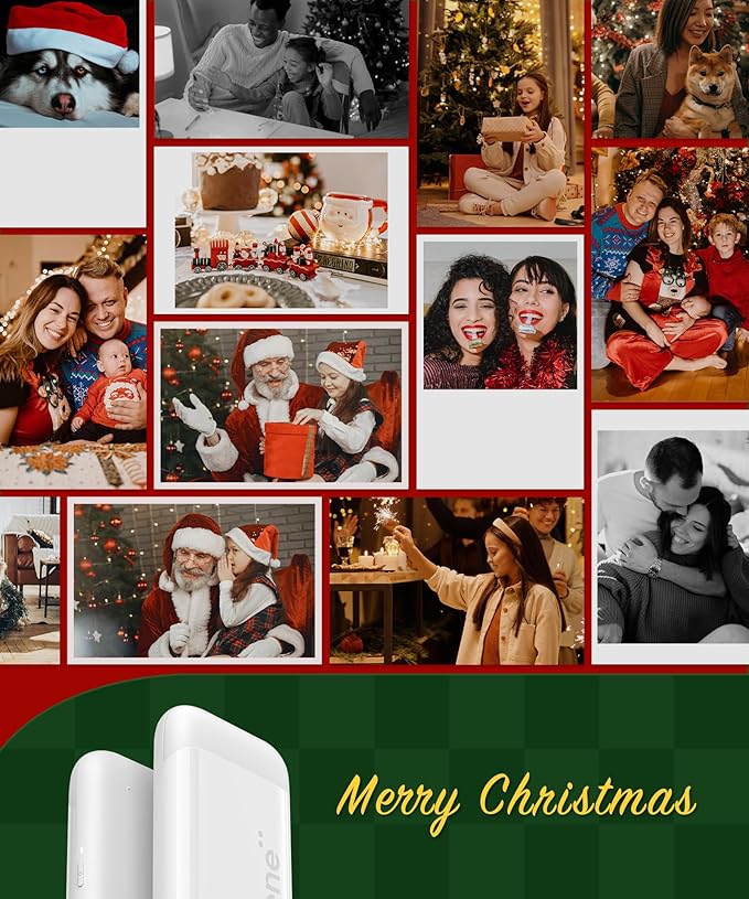 Liene 2x3” Photo Printer, Mini Picture Printer w/ 10 Zink Adhesive Paper, Bluetooth 5.0, Compatible w/iOS & Android, Portable Color Mono Instant Sticker Printer for iPhone, Smartphone, Pearl White