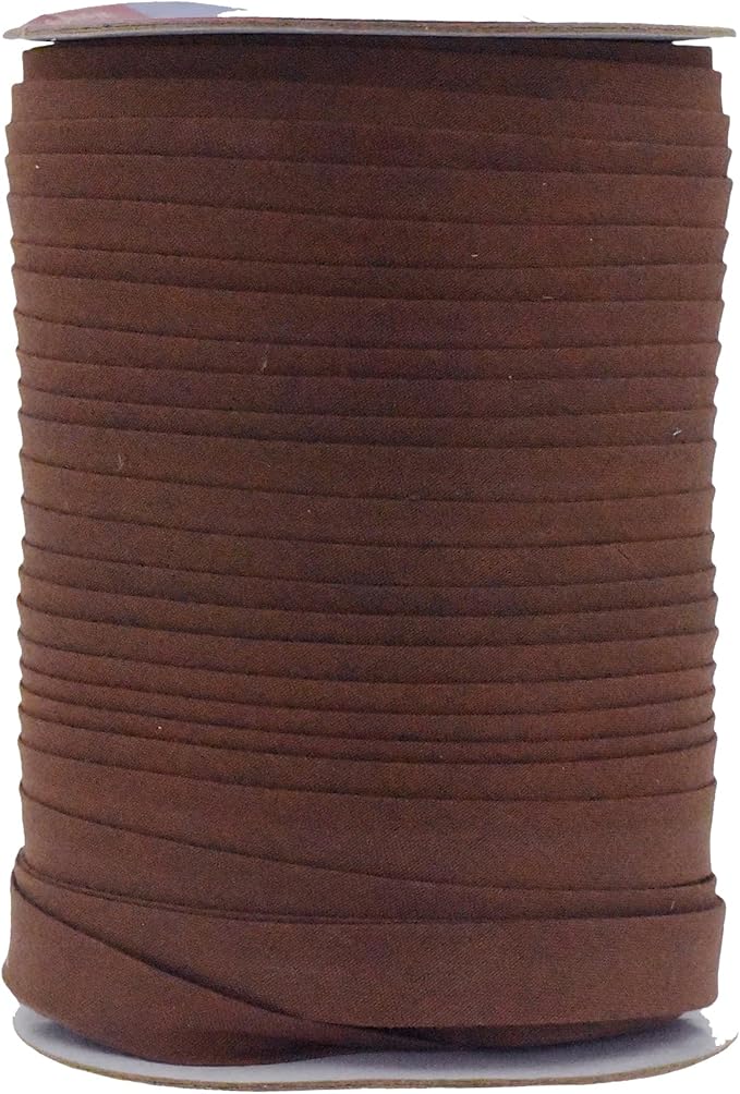 Mandala Crafts 55 Yards 1/2 Inch Brown Double Fold Bias Tape for Sewing - Bias Binding Tape for Quilting Binding, Hemming, Seam, and Fabric Piping