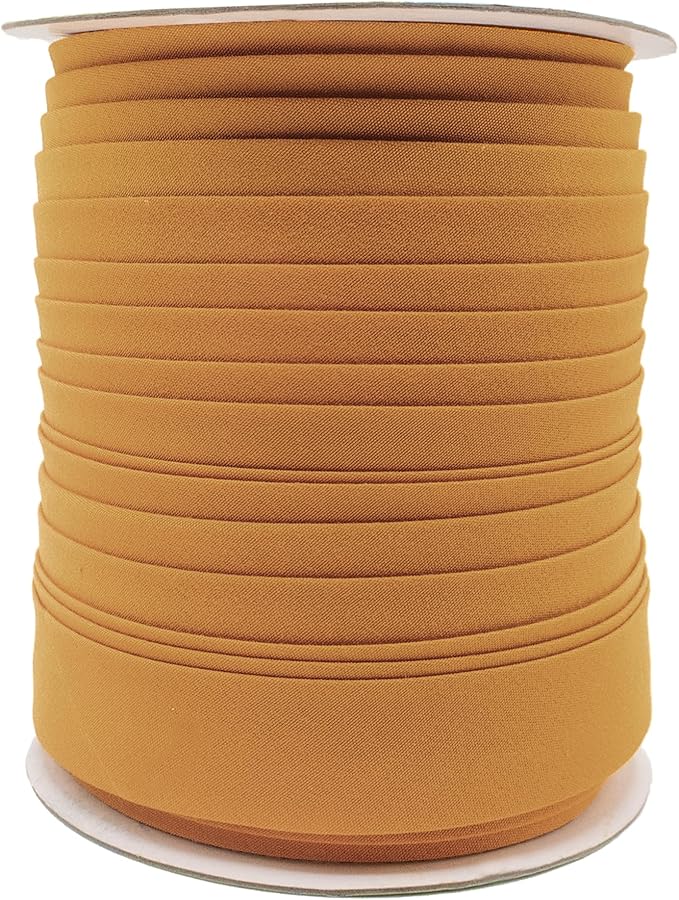 Mandala Crafts 55 Yards 1 Inch Camel Double Fold Bias Tape for Sewing - Bias Binding Tape for Quilting Binding, Hemming, Seam, and Fabric Piping
