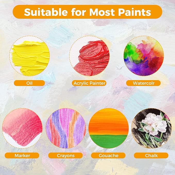 40 Pack Stretched Canvas Boards for Painting 8 of 4x4, 5X 7, 8x10, 9x12, 11x14 Art Blank Canvases, Gesso Primed 100% Cotton Canvas Panels for Acrylic Oil Watercolor Adults & Kids