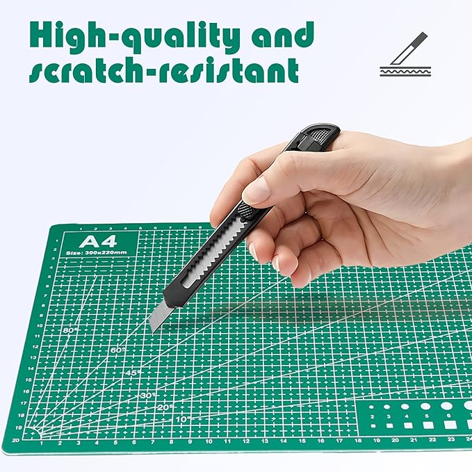 2 Packs Cutting Mats, A4 12'' x 9'' Double Sided Cutting Mat, Non-Slip 5 Layers PVC Cut Mat for Craft Art Projects Fabric Sewing, Scrapbooking Mat
