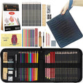 Heshengping 42 Pack Drawing Set Sketching Kit, Art Supplies with 3-Color Sketchbook, coloring book, Graphite Charcoal watercolor pencils, Portable Travel Size Case, gift for Beginner Artists Adults
