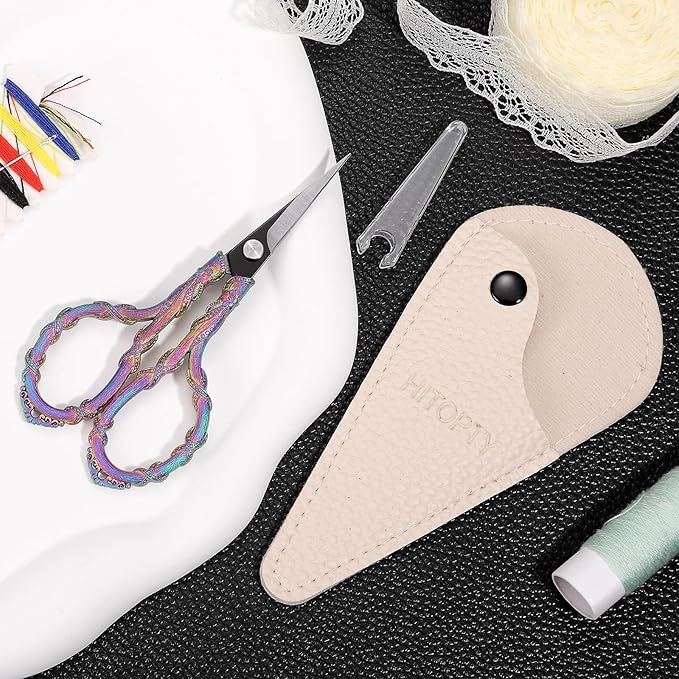 Small Sewing Scissors Sharp Tip Little Scissor with Cover for Embroidery Needlework Threading Knitting Craft DIY Tool Rainbow