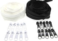 #5 Nylon Coil Sewing Zippers by The Yard Bulk 10 Yards White and Black Colors with 20pcs Matched Sliders for DIY Tailor Sewing Craft,Luggage,Dress,Sofa Cushion, Pillow, Bag Leekayer(White and Black)