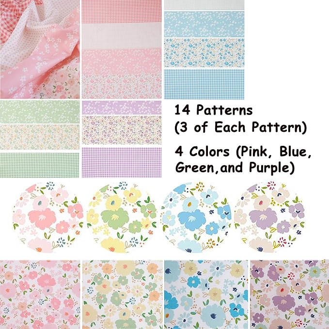 Hanjunzhao 42 5-inch Fabric Squares - Charm Packs for Quilting 5 inch - 5" Charm Quilt Squares - 5x5 Fabric Squares for Quilting, Sewing, Patchwork, and DIY Crafts, Sweet Garden