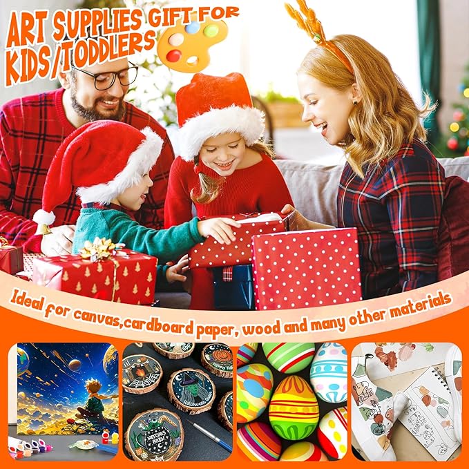 12 Pack 168 Pcs Mini Acrylic Paint Set with Brushes for Kids Adults Craft Paints, 12 Colors Washable Acrylic Paint Strips for Home Classroom Birthday Party DIY Favors