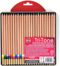 Koh-I-Noor Tri-Tone Multi-Colored Pencil Set, 24 Assorted Colors in Tin and Blister-Carded (FA33TIN24BC)