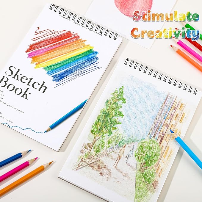 4 Pack Small Sketch Books, 5.5 x 8.5 Inch Mini Sketchbook, 68lb/100gsm Spiral Bound Small Sketch Pad, Acid Free Art Supplies Drawing Painting Sketchbook for Kids, Beginners, Artists