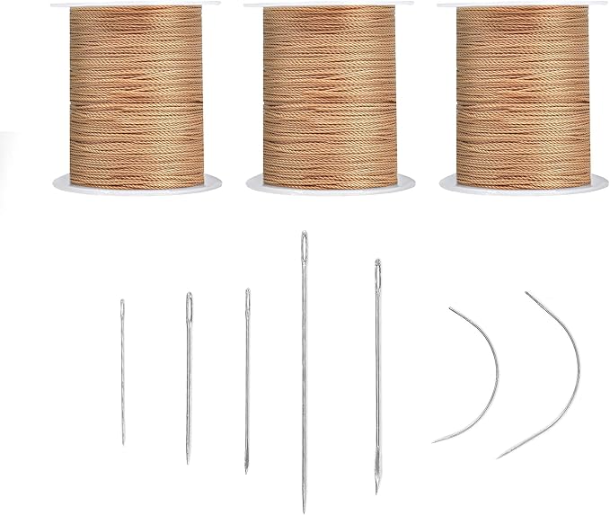 Extra Strong Upholstery Thread Repair Sewing Kit,Polyester Thread for Sewing with 7 Size Sewing Needles for Furniture,Leather&Canvas Stitching,70m/Spool,Brown