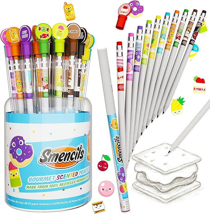 Graphite Smencils Cylinder - HB #2 Scented Pencils, 50 Count, Gifts for Kids, Party Favors, Classroom Rewards