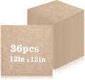 36 Pcs 12 x 12 Inches Burlap Squares - Natural Jute Fabric Placemats for Farmhouse, Wedding & Home Decor, Multipurpose Rustic Table Cover & Craft Supplies