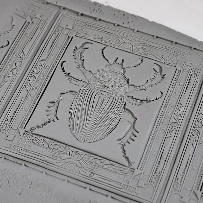 Scarab Clay Texture Roller (4") - Insect Set #01 - Embossing Pattern Roller for Polymer & Ceramic Clay, Pottery & Crafts