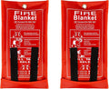 FLASLD Fire Blanket for Home, Fiberglass Fire Blankets Emergency for People, 2 Pack - Fire Suppression Blanket for Kitchen 40x40 Inch