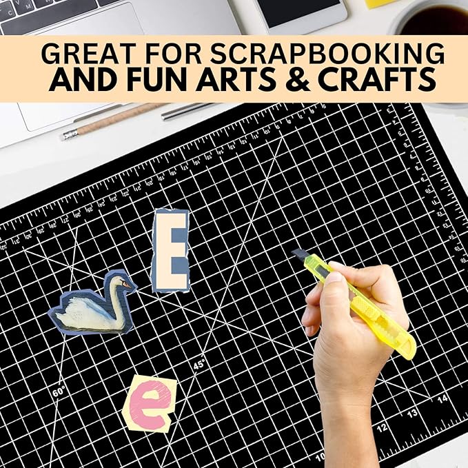 ARTIST'S BEST 12" X 18" Black Self Healing Cutting Mat | Durable PVC Construction | Gridded With SAE & Metric Units | Great Arts & Crafts, Fabric Cutting, Quilting, Sewing, Protecting Surfaces