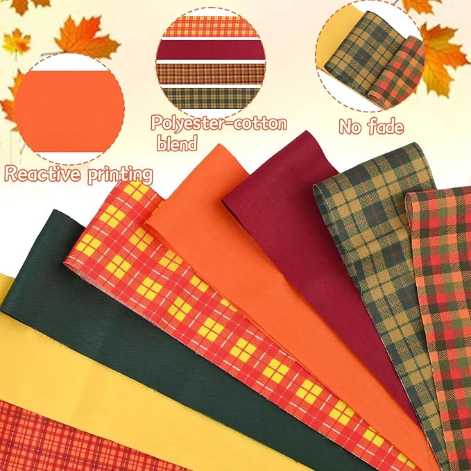 40 Pcs Autumn Buffalo Plaid Cotton Jelly Fabric Strips Fall Spice Plaids Patchwork Strips for Quilting Crafting Yellow Green Precut Patchwork for Sewing DIY Crafts Cotton Fabric Bundles Strips