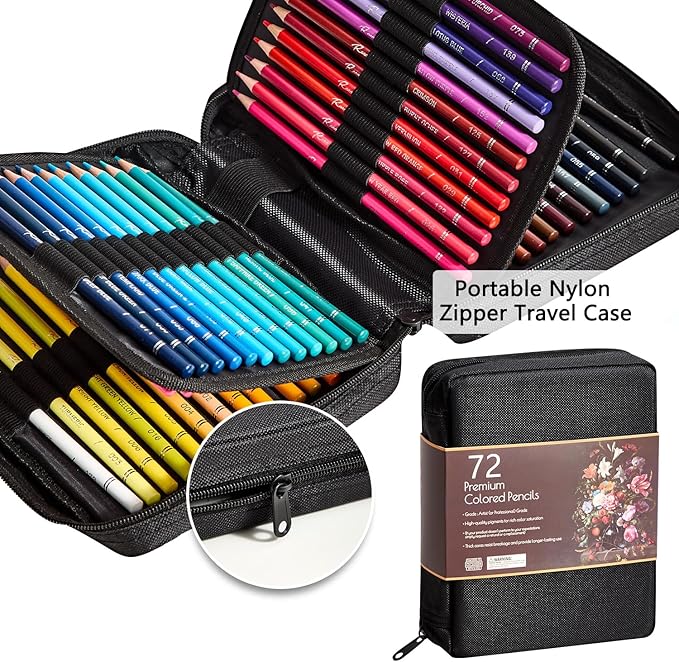 72 Colors Colored Pencils Set for Adult Coloring, Artist Soft Series Lead Cores with Vibrant Colors, Drawing Pencils, Art Pencils, Professional Oil Based Colored Pencils, Gift Box
