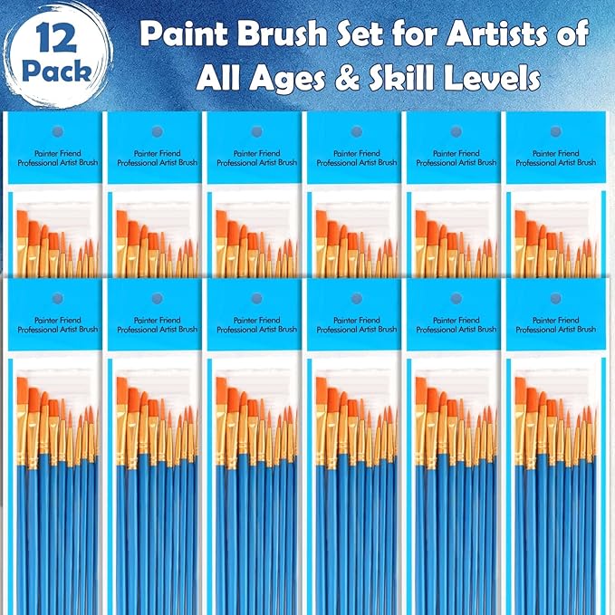 Paint Brushes for Acrylic Painting, 120 Pcs Paint Brushes Set Acrylic Painting Brushes Bulk Multipurpose Brush for Canvas Watercolor Face Painting Fabric Rock Pumpkin