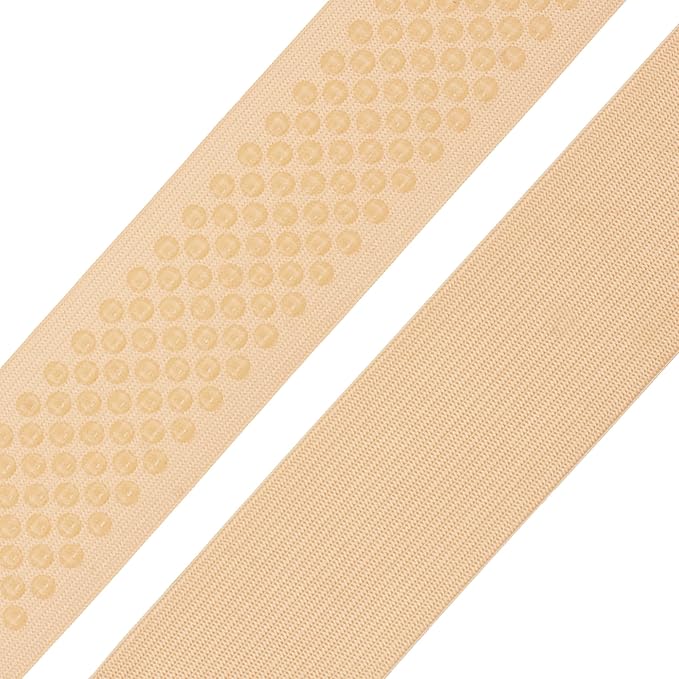 Mandala Crafts 1.5 Inch Elastic Silicone Gripper Tape for Clothing - 10 Yds Dotted Non Slip Elastic Band for Sewing - Blonde Silicone Flat Fabric Stretchy Ribbon Straps