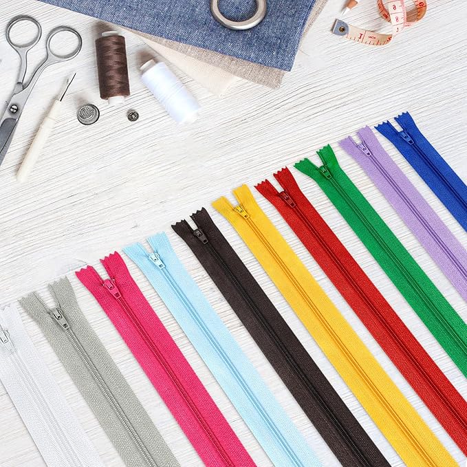 Zippers, DOITEM 72 pcs Zippers for Sewing 25cm/10 Inch Multicolor Nylon Coil Zippers for Sewing and Crafts 24 Colors