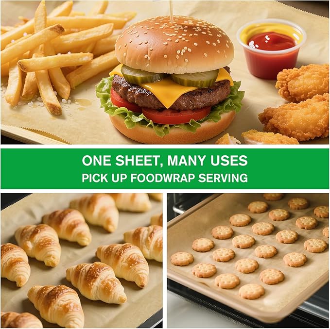 EcoDispose Precut POP UP Deli Paper Sheet Pack of 200, Interfolded Heavy Paper for Food Wrap and Serving (15" x 10-1/2", Kraft）