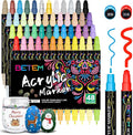 Betem 48 Colors Dual Tip Acrylic Paint Pens Markers, Premium Acrylic Paint Markers Stocking Stuffers for Rock, Wood, Fabric, Glass, Canvas, Ceramic, Christmas Gifts for Teens DIY Crafts Art Supplies