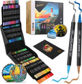 160 Colors Dual Tip Acrylic Paint Markers, 80Pcs Dual-Colors Brush Tip Paint Pens Stocking Stuffers for Rock, Wood, Fabric, Glass, Ceramic, Christmas Gifts for DIY Crafts Art Supplies