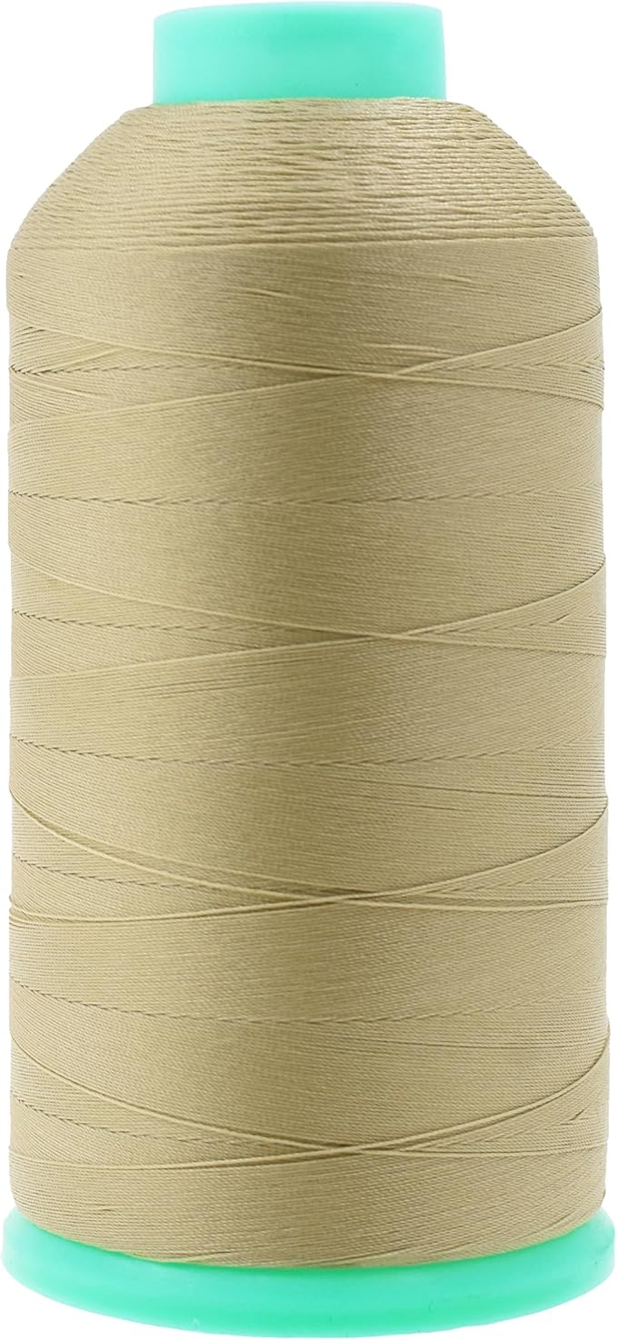 Mandala Crafts Size 46 210D T45 Bonded Nylon Thread - Beige 2843 YDs Tex 45 Heavy Duty Sewing Threads for Leather, Jeans, Weaving, Outdoor Marine Upholstery