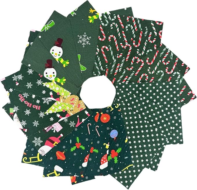 Christmas Charm Pack Fabric Squares,5x5 Inch Pre-Cut Quilting Bundle with Holiday Festival Patterns for Quilting, Sewing, DIY Christmas Crafts(42Pcs)