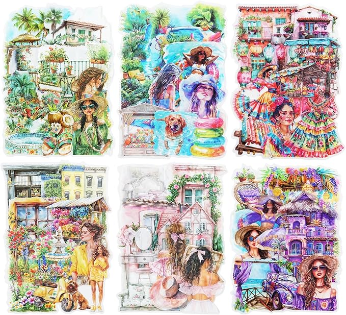 Travel PET Stickers, 150 Pcs Summer Holiday Ephemera for Scrapbooking, Journaling, DIY Crafts, and Art Supplies