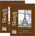 BAZIC Products Sketch Pad 50 Sheet 6" X 8", Top Bound Spiral Sketchbook Drawing Pads, Sketching Paper Coloring Book for Artist School, 2-Pack
