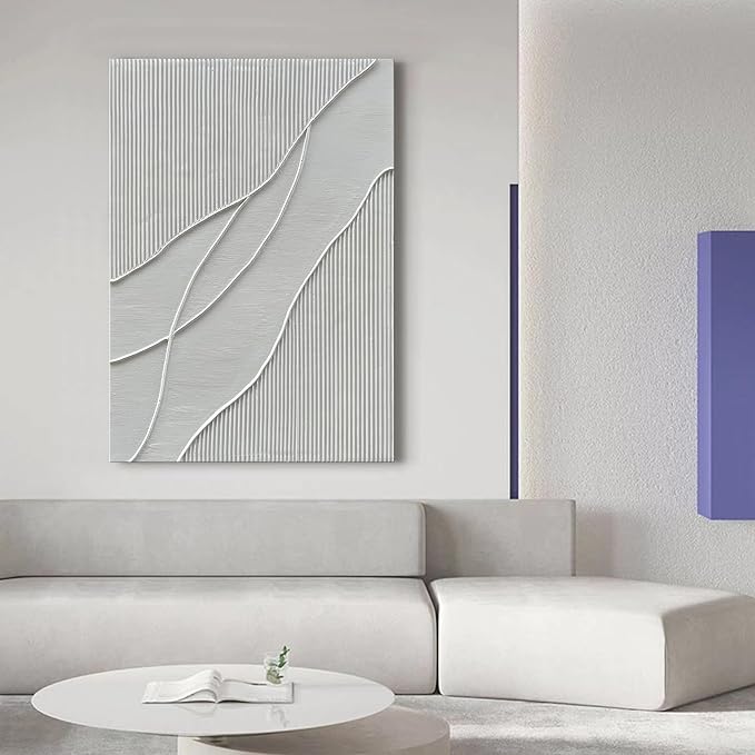 NANKAI Art Hand-Painted Thick Texture White Minimalist Oil Painting 45x30 inch Large Home Wall Decorative Art Oil Painting