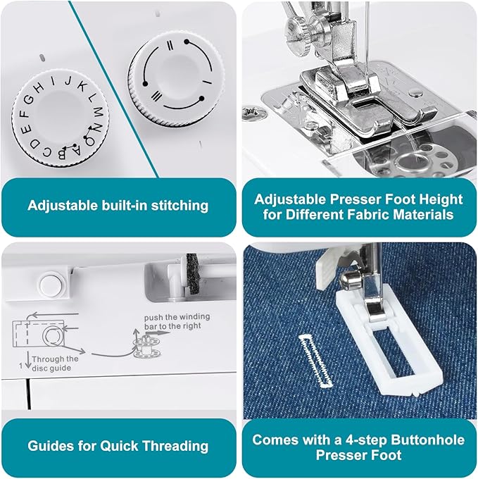 Mini Sewing Machine for Beginners Kids, Portable Sewing Machine with 45 Built-In Stitches and High Speed, Double Needle with 42PCS Sewing Kit Us Plug (110v), Christmas Sewing Gifts for Women