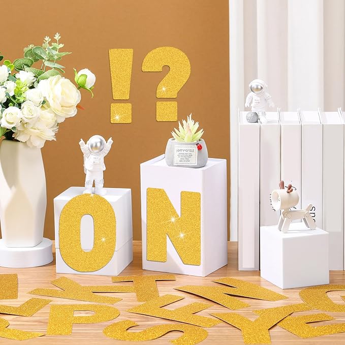 Harloon 232 Pcs 24 Sheets Large Glitter Letter Stickers Big Font Alphabet Letter Self Adhesive Letters Kit Mailbox Stickers for Mailbox Bulletin Boards Classroom Home(Gold,6 Inch)