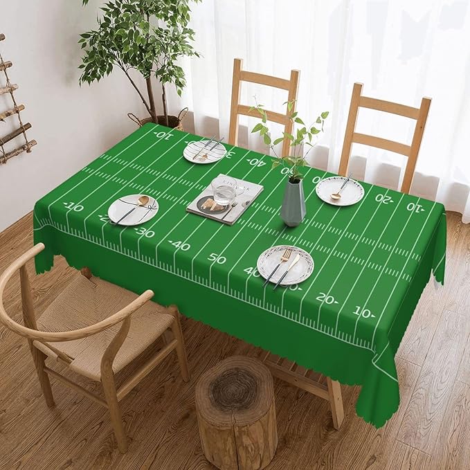 American Football Field Rectangle Tablecloth Green Lawn Sport Table Cloth Dining Table Cover for Home Kitchen Restaurant Party Buffet Picnic 54 x 72 Inch