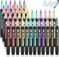 Tommax Double Line Outline Markers 36pcs, Metallic Shimmer Markers for Gift Cards, Rock Painting, Wood, Ceramic, Glass