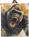 Gorilla Wild Animal Throw Blanket for Boys Girls Kids Adults Women, Fuzzy Warm Soft Cozy Flannel Blankets Gifts for Bedroom, Couch, Travel, Home Decor 60x80 in