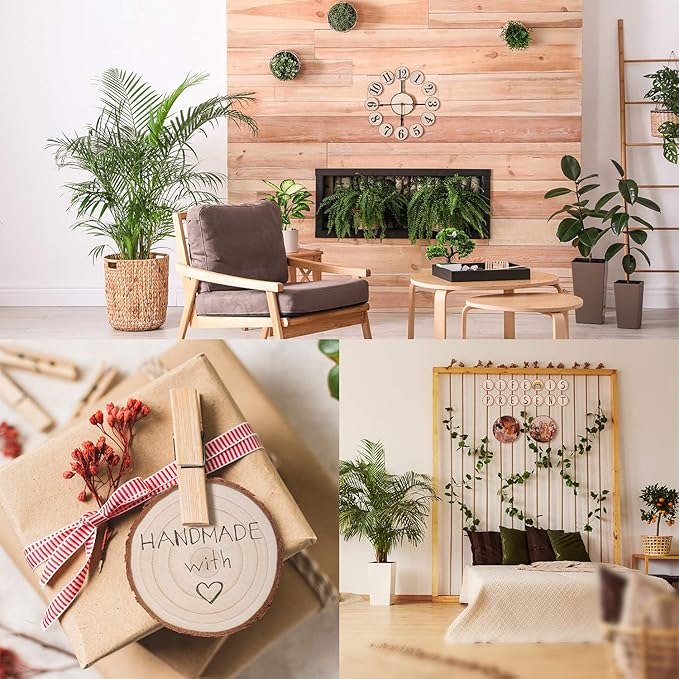 Fuyit Unfinished Wood Slices with No Hole, 25 Pcs 3.1-3.5 Inches Natural Wooden Circles with Bark for DIY Crafts, Christmas Ornament, Decoration