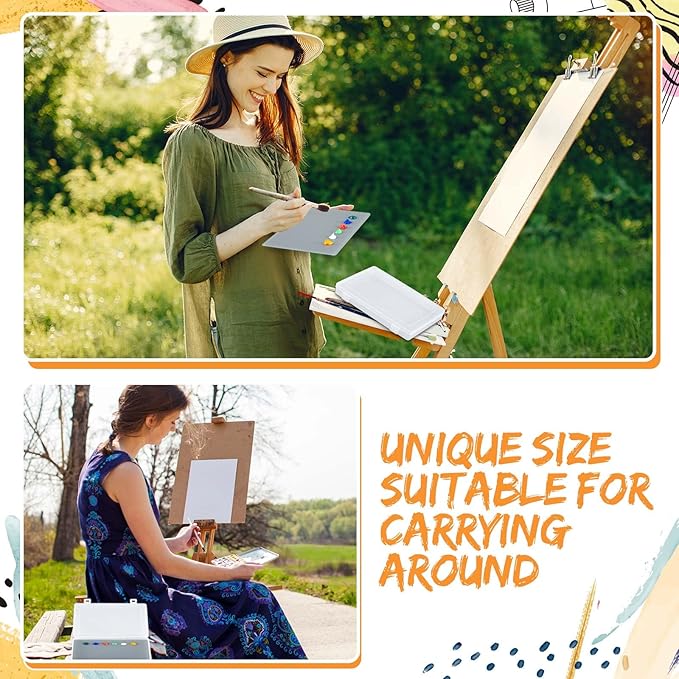 Nuanchu 4 Pcs Handy Glass Oil Paint Palette Included 10.2 x 6.8 x 1.2 Inches Airtight Stay Wet Palette Container and 9.7 x 6.3 Inches Tempered Glass, Keeps Paint Fresh, Ideal for Travel Outdoor, Grey