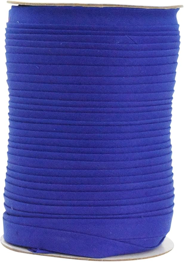 Mandala Crafts 55 Yards 1/2 Inch Blue Double Fold Bias Tape for Sewing - Bias Binding Tape for Quilting Binding, Hemming, Seam, and Fabric Piping